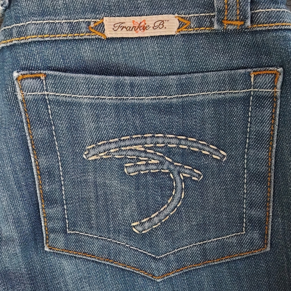 Frankie B Low Rise Embroidered Paris Hilton Flared Jeans
